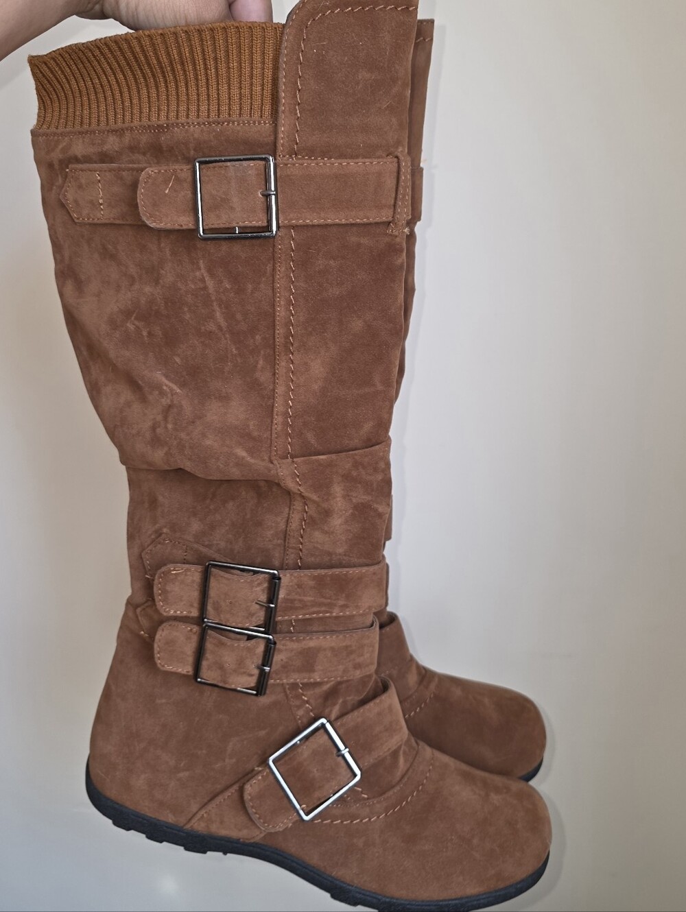 ☆Anna Brown Suede Boots with Buckle Straps☆